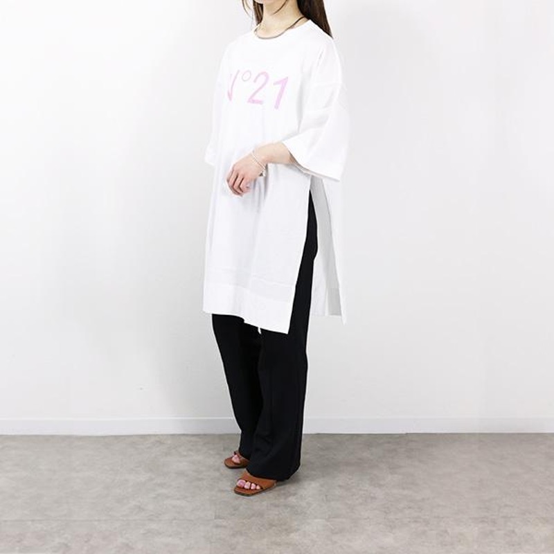 美品★N°21/ヌメロヴェントゥーノ★コットン★サマーワンピース N 21 ヌメロヴェントゥーノ Tシャツ 半袖 シャツワンピース ロゴ