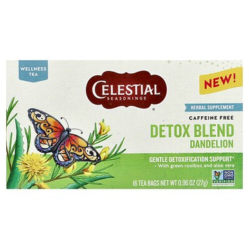Celestial Seasonings, 清體混合物，蒲公英，無咖啡萃取，16 茶包，0.96 盎司（27 克）