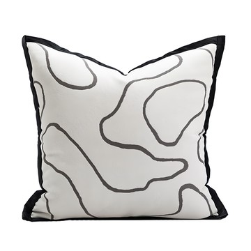 KUIBAO 快豹生活 Eii低調輕奢抱枕 僅皮套  45 x 45cm  領家曲線 + 黑色 + 白色