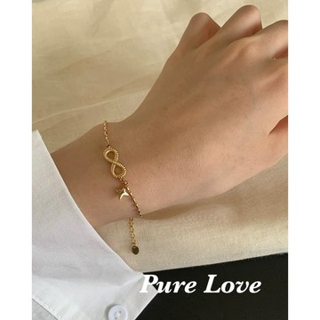 Pure Love樂芙 / 正韓 鈦鋼【316L醫療鋼】G01067無限符號小星星手鏈 / 金