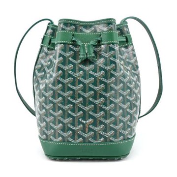 GOYARD PEFLOT 經典塗料帆布束繩水桶包（小/綠)