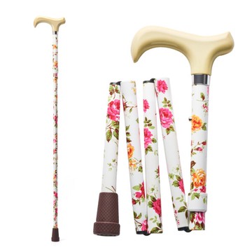 Merry Sticks 悅杖 繽紛生活折疊手杖Premium-象牙白紅玫瑰 (單支)_輔具【杏一】