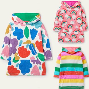 英國精品春夏裝女童多穿毛巾薄衛衣 浴袍 海邊度假溫泉游泳罩衫