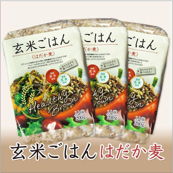 ヘルシーブラウン 玄米ごはん 200g 〈はだか麦〉３個セット 国産玄米・国産玄麦使用