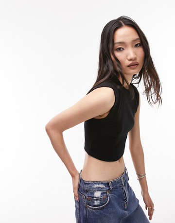 Topshop rib cropped tank in black