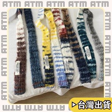 🔥臺灣出貨🔥可開發票✅輕飾時光Y2K系列~彩虹條紋辣妹小圍脖針織領巾日系細窄長條圍巾女薄款百搭