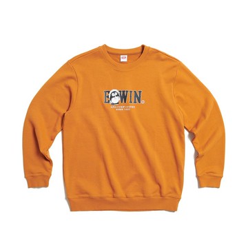 EDWIN 東京散策系列 開運福狸厚長袖T恤-男女款 (黃褐色)