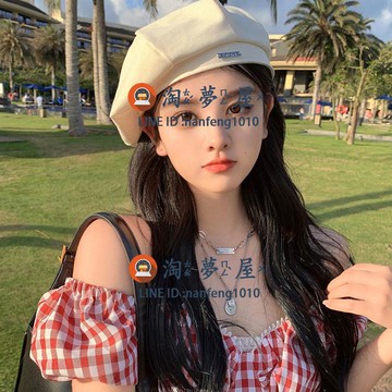 大頭圍貝雷帽時尚小鐵標畫家帽日系韓版蓓蕾帽女士潮女夏季薄款【淘夢屋】