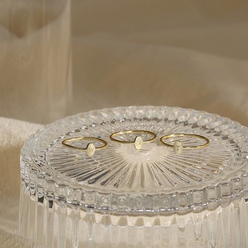 自訂金色簡約平面刻字戒指 字母數字925純銀戒指 歐美風情侶戒指