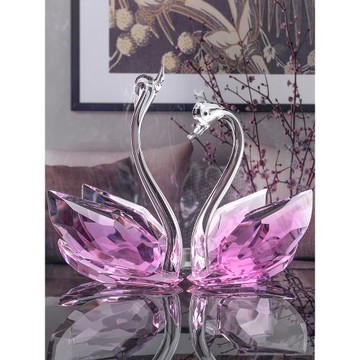 水晶天鵝客廳玄關輕奢玻璃擺件電視柜酒柜柜臺裝飾品家居結婚禮物