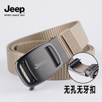 JEEP SPIRIT吉普男士皮帶無牙自動扣帆布腰帶中青年尼龍工裝褲帶