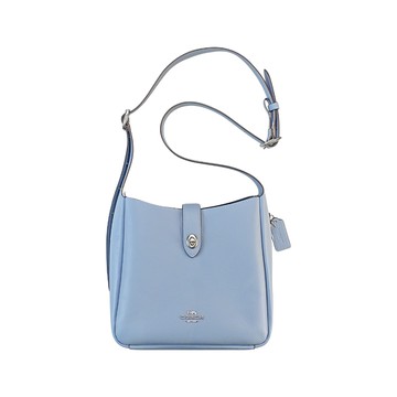 COACH Hadley淡藍色荔枝紋皮革肩背/斜背兩用包馬鞍包