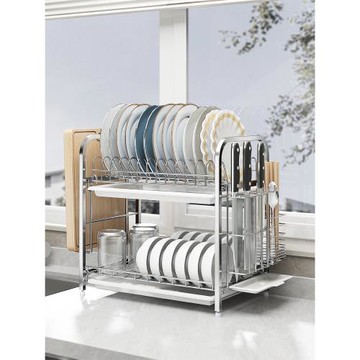 304不銹鋼碗架瀝水架晾放碗盤碗筷碗碟架廚房置物架收納盒用品2層