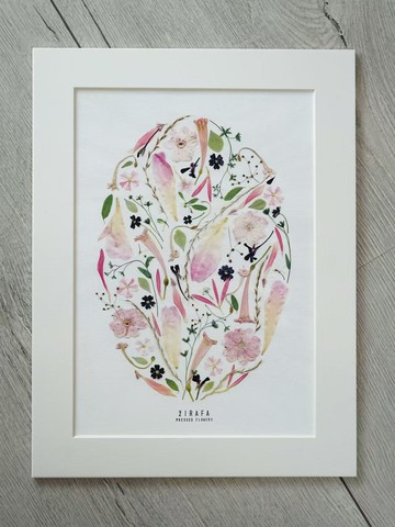 ŽIRAFA【白桃烏龍】粉色系押花作品藝術微噴畫家居裝飾畫芯