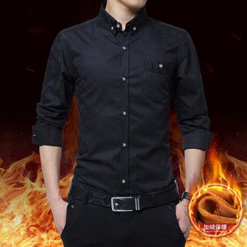 帝創者韓版保暖加絨新郎男士襯衫