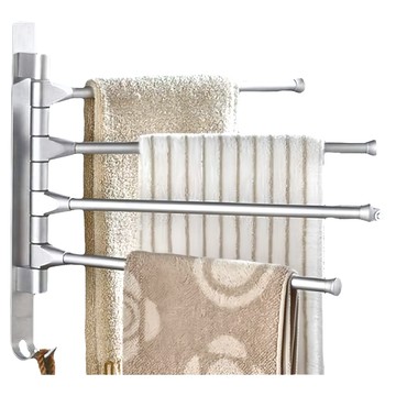 妃妃嚴選 旋轉毛巾架 4桿 防滑落設計 ABS保護套 避免摩擦和噪音  槍灰色  1個  30x(300-400)x320mm