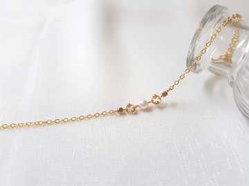 點字密碼 ‧ 珍珠 黃銅 細手鍊