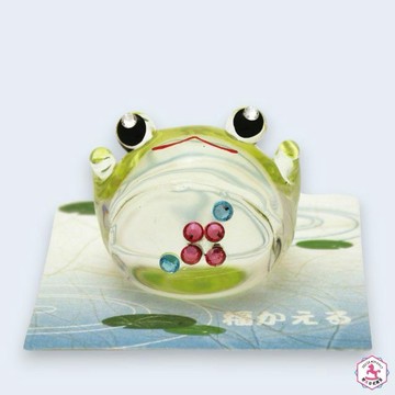 【野馬日式雜貨】福氣歸來 晶瑩開運 龍虎堂水晶福蛙玻璃工藝擺飾 [快速出貨]