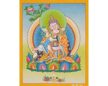 蓮花生大士與明妃唐卡 傳統藏式帆布畫