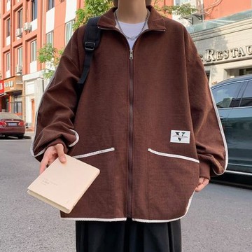 燈芯絨外套男春秋2024新款潮流痞帥高級感夾克日系復古男裝棒球服