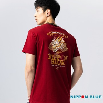 【買1送1↘最高折千】和藝術龍形文字短TEE(深紅) - BLUE WAY 日本藍