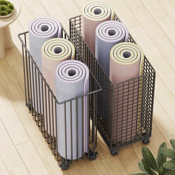 瑜伽墊收納筐健身器材收納帶輪可移動家用夾縫運動工具泡沫軸整理ws7251