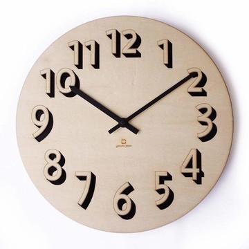 BLOCK 日本純手工木製立體壁掛時鐘 椴木X白影