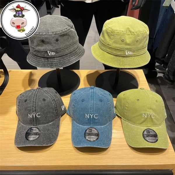 棒球帽韓國NEWERA紐亦華男女21簡約NY標做舊盆帽復古