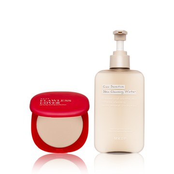 MKUP 美咖【新品上市】高遮無痕水粉餅+積雪草低敏卸妝水