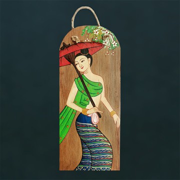 泰國工藝品裝飾畫東南亞墻飾壁飾手繪木雕畫創意田園掛件家居飾品