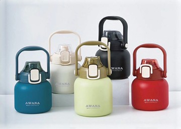 【晨光】AWANA 手提彈蓋保溫瓶 附吸管 米白/綠色/紅色/黑色/藍色(123316)【現貨】