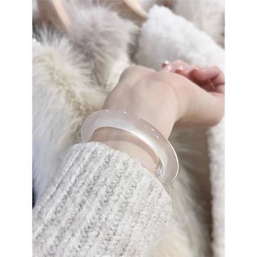 (免運)白晝集玉髓白月光手鐲女玉鐲瑪瑙小眾天然荔枝凍高冰鐲子送閨蜜