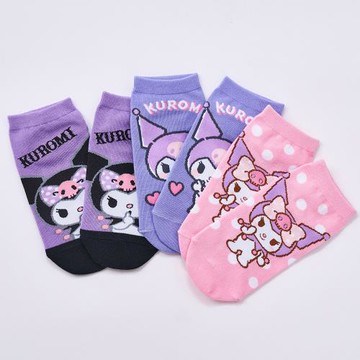 【ONEDER】正版三麗鷗 酷洛米短襪 直版襪 KU-A505 15-22/22-26cm-1雙組