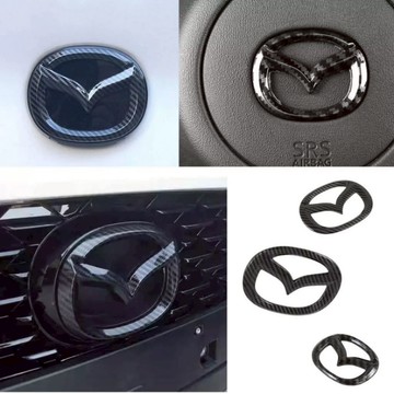 適用於MAZDA 3 車標飾板 馬自達3碳纖維車標 碳纖內裝 馬3 mazda3裝飾件套裝 通用升級款 四代馬3