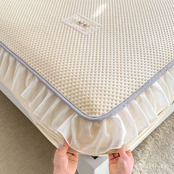 臺灣出貨🔥【1067人收藏】高顔值華夫格冰豆豆涼席三件套夏季臥室高端冰絲席可機水洗床笠