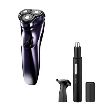 免運 kinyo 3d立體浮動三刀頭水洗充電式刮鬍刀+充電鼻毛修容組 ks-503+cl-618