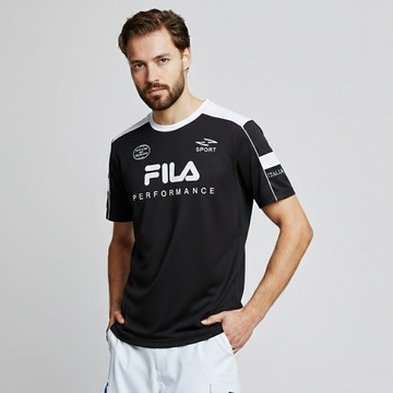 FILA 男短袖機能排汗T恤-黑色 1TEZ-5300-BK