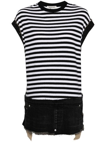 Undercover - denim-trim cotton top - women - Cotton - 2 - Black