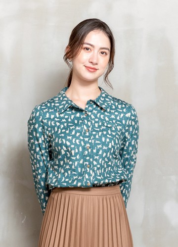 閒暇自在貓咪印花棉質襯衫