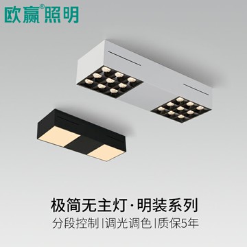 歐贏照明 雙頭斗膽燈led筒燈吸頂客廳無主燈照明調光調色明裝射燈