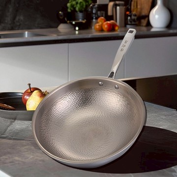 免運/可開發票 無涂層不粘鍋 純鈦炒鍋 維利康純鈦炒鍋無涂層不粘鍋錘紋家用炒菜鍋燃氣灶燃氣電磁爐通用 最低價 快速出貨