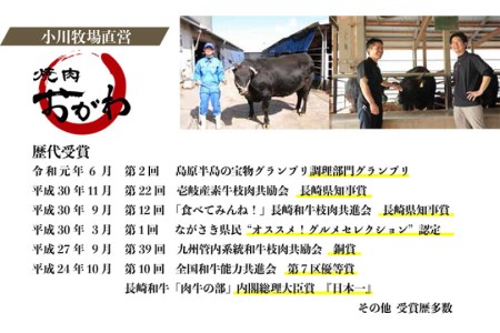 定期便 12回 牛肉 雲仙育ち おがわ牛 焼肉4点盛 総計約11kg(920g×12回) 黒毛和牛 上バラ 上モモ 上ロース 上カルビ 冷凍   焼肉おがわ   長崎県 雲仙市