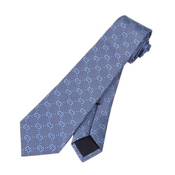 GUCCI 滿版GG 蠶絲男仕領帶(淺藍)