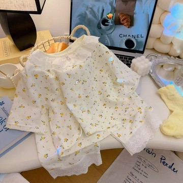 Mimo⭐兒童家居服套裝女童夏季空調服中大童兩件套寶寶薄款休閒睡衣