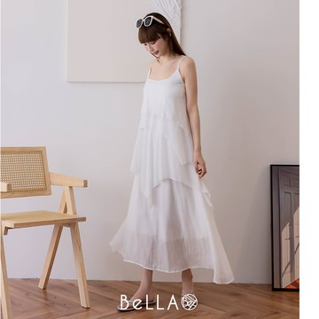【1+1優惠】BeLLA 仙氣飄飄長洋裝 白色