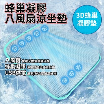 [泰格爾]夏日降溫八風扇坐墊 3D蜂巢凝膠墊 快速交換熱氣 USB透氣涼墊 辦公室散熱墊 快速出貨 涼感椅墊 C410