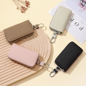 【BRAVOMART】大容量PU皮拉鏈鑰匙收納包 汽車感應扣收納 零錢包 客製化刻字 生日禮物 送禮推薦 男生 交換禮物