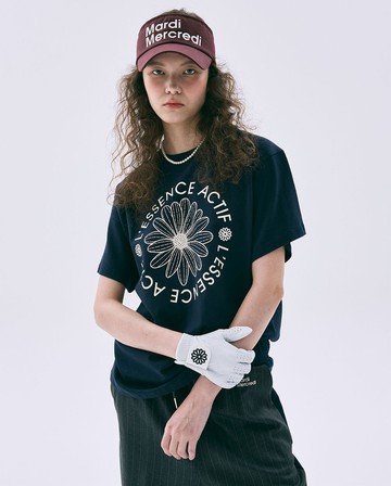 MARDI MERCREDI 印花短TEE 海軍藍色 經典小雛菊 象牙白花 寬鬆 T-SHIRT ACTIF EMBLEM