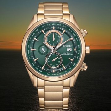 CITIZEN星辰 GENTS 廣告款傲視群鷹電波萬年曆光動能計時男錶-AT8263-87X-43mm