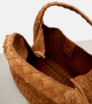 Bottega Veneta Campana Intrecciato Large suede shoulder bag
